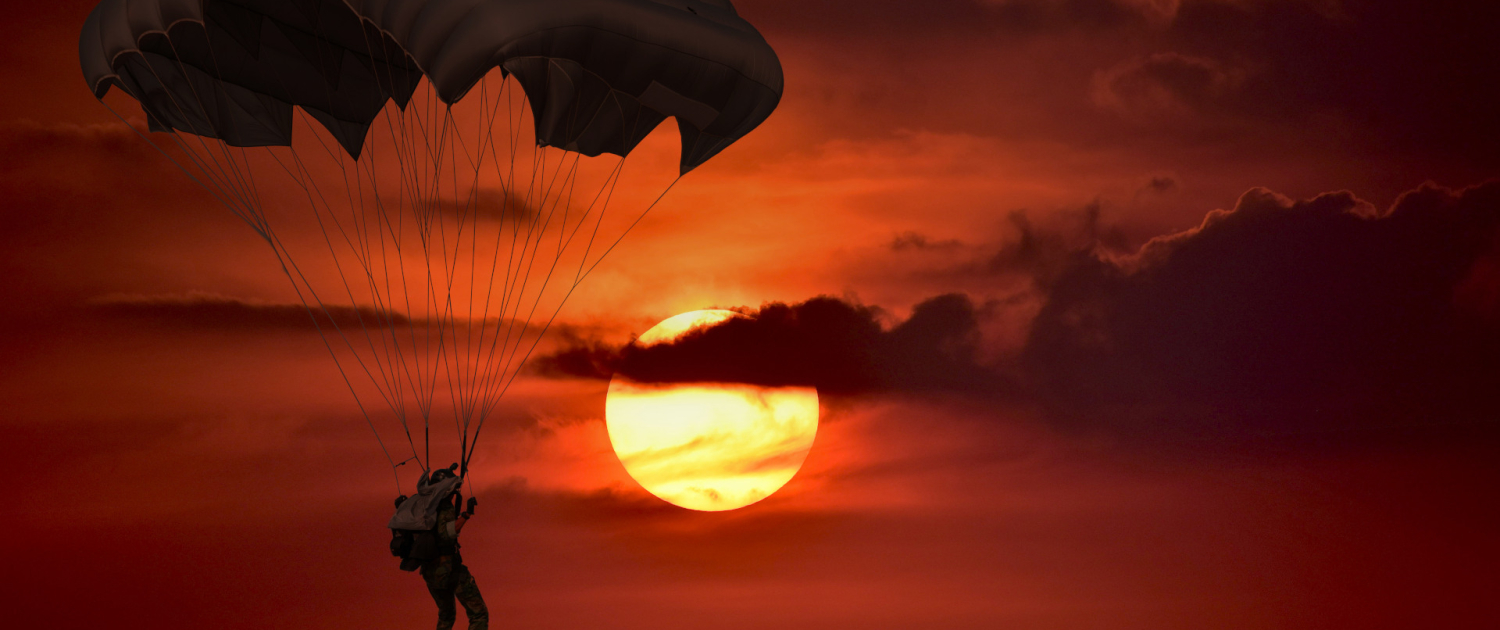 Paratrooper in front of a Sunset